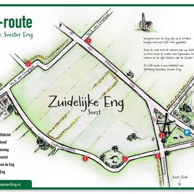 Kaart van de QR-route over de Soester Eng